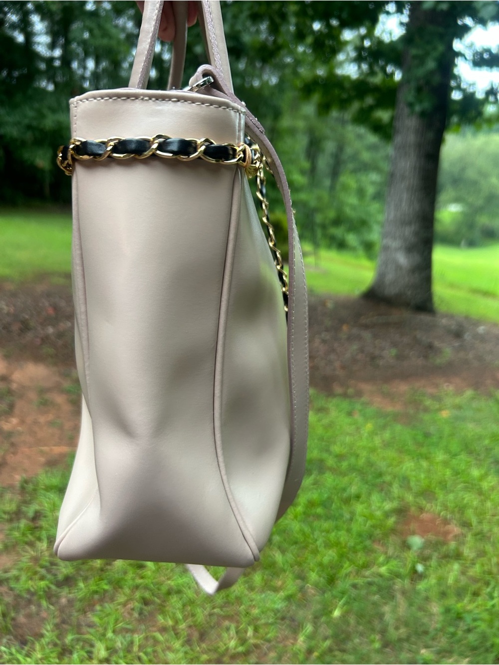 Furla Blush Pink Leather Tote Crossbody Bag Chain Detail Dust Bag - Read Details - Picture 10 of 15